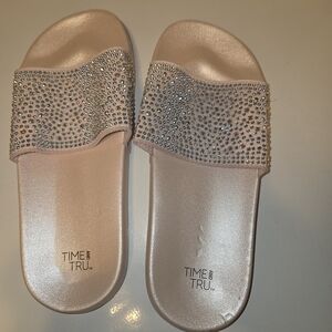 Time and Tru Women's Pink Slide Sandals